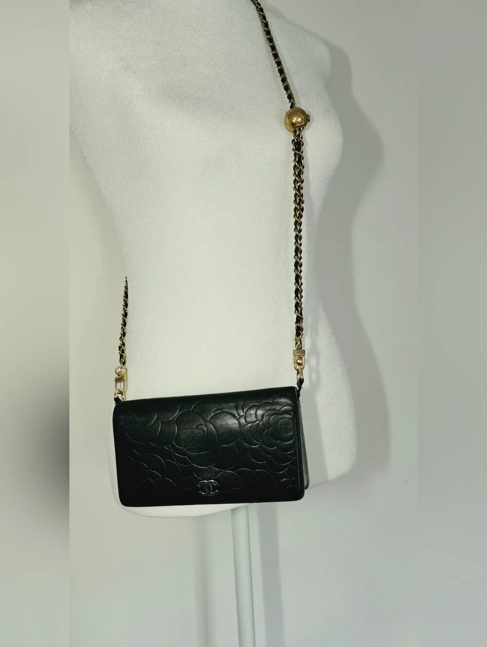 Authentic CHANEL Black  Leather Wallet/Clutch